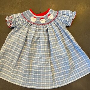 Classic Whimsy Smocked Santa Dress